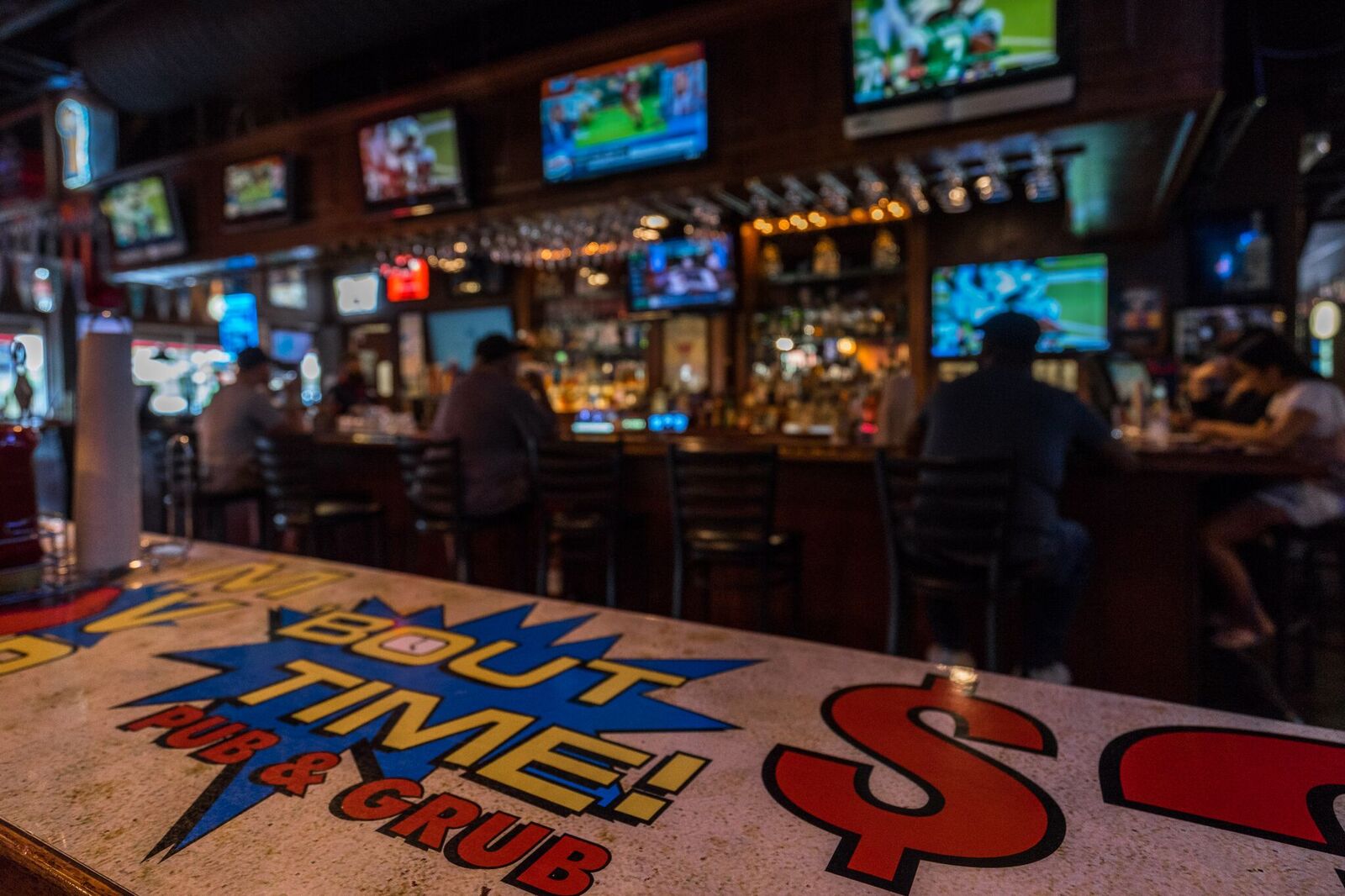 Busy bar with TVs